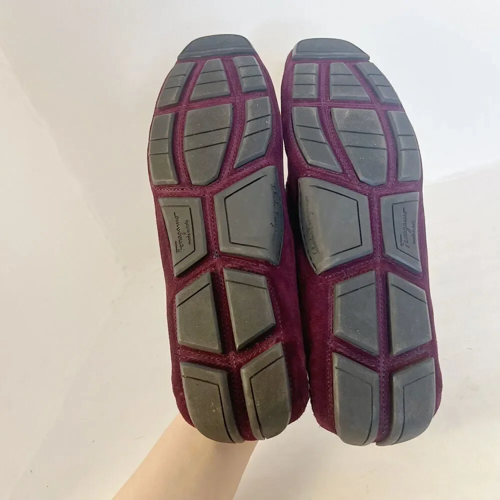 Salvatore Ferragamo Men's Gancini Suede Bit Loafers Purple Plum Men's Size 9.5
